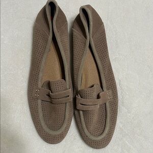 Lucky Brand Taupe Perforated Loafers